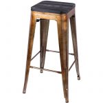 Urban living Tabouret de bar vintage Liv - H. 77 cm - Dor&eacute; et noir