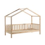 ARKAN - Lit Maison à Barrières 90x200cm Pin Massif Naturel - Altobuy