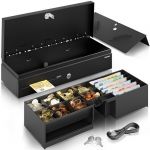 ACROPAQ Tiroir Caisse 46x18x10 Compatible avec Caisse Enregistreuse RJ11, 8 compartiments Monnaie & 6 pour Billets, Insert Amovible