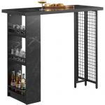 Sobuy FWT100-SCH Table de Bar Design, Table Bistrot avec 3 Étagères, Table Haute de Cuisine avec Surfaces de Rangement, Table pour Cuisine, Salle à