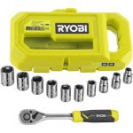 Ryobi Coffret 10 pcs - 9 douilles 1/4'' et tournevis - RHRS10PC