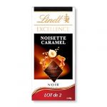 Lindt Lot de 2 Tablettes EXCELLENCE Noisette Caramel - Chocolat Noir, 2x100g