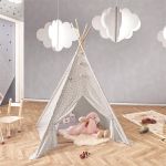 Tipi Enfant Déco "Rêves" 160cm Gris Prix