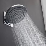 Hansgrohe Pulsify S - Douche de t&ecirc;te avec 2 types de jet, Douche de pluie ronde (? 260 mm), avec bras de douche, Pommeau de douche pour montage au mur, Chrom&eacute;