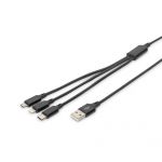 Digitus Câble 3-en-1 câble USB-A sur Lightning/MicroUSB/USB-C