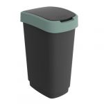 Rotho Poubelle de tri Twist 50L swing noir/vert foncé