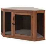Cage pour chien d'angle 114 x 60 x 68 cm porte verrouillable design moderne en PB brun