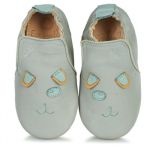 Vertbaudet Chaussons bébé garçon en Toile imprimée Gris Clair