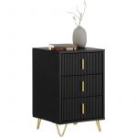 Sobuy FBT115-L-SCH Table de Chevet avec 3 Tiroirs Table de Nuit Bout de Canapé Table d'appoint pour Salon, Chambre, Bureau, Noir