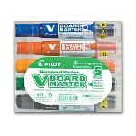 Pilot 5 marqueurs V-Board Master effa&ccedil;able couleurs assortis pointe biseaut&eacute;e
