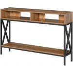 Homcom Table Console Table d'Entrée Industriel Multi-rangements 120 x 23,5 x 75 cm Bois Noyer 120x23x75cm Marron