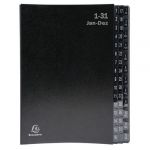 Exacompta Lot de 4 trieurs rigides &eacute;conomiques Ordonator 32 compartiments alphanum&eacute;riques - 24x34cm - Noir - 57044E