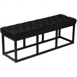 CLP Banquette Polson en Velours Style Chesterfield avec Cadre en Métal noir, Noir -120 cm