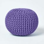Homescapes - Pouf en tricot rond Violet - Violet