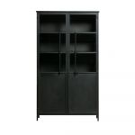 Mes Vitrine industrielle 2 portes 99x44x170 cm en métal noir mat