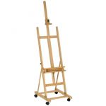Chevalet d'artiste pliable sur roulettes hauteur réglable inclinaison réglable 90° max. niche rangement bois de hêtre