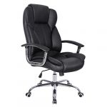 Songmics Fauteuil de bureau, Large assise rembourrée, avec Appui-tête, Hauteur réglable, Ergonomique, Noir OBG57B