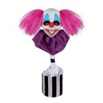Ruedelafete T&ecirc;te de clown MDR - rose - anim&eacute;, sonore, lumineux - 45cm