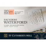 ST CUTHBERTS MILL Saunders Waterford - Bloc 20 feuilles de papier aquarelle grain torchon - 31x23 cm - 300g/m&sup2; -Extra-blanc