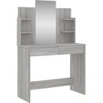 VidaXL Coiffeuse avec miroir sonoma gris 96x39x142 cm