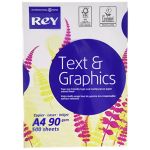 Rey Ramette de 500 feuilles Text Graphics A4 coloris blanc 90g