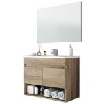 Wellindal Meuble de salle de bain suspendu 80 cm couleur Nordik avec miroir | Colore - BAGNO