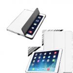 Xeptio Etui Apple iPad Air 2 iPad 6, Smartcover pliable blanc Cuir Style avec stand