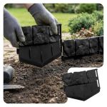 VOUNOT Bordure de Jardin Imitation Pierre 5.35m en Plastique Ultra R&eacute;sistant sans Tranch&eacute;es &agrave; Creuser Cl&ocirc;ture Gazon D&eacute;corative Facile &agrave; Installer pour All&eacute;e Pelouse Parterre Lot de 35pcs Noir
