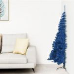 VidaXL Demi sapin de Noël artificiel avec support Bleu 240 cm PVC