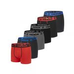 Freegun Boxer Enfant Coton, Caleçon Garçon, Confortable et Ultra-Doux (Lot de 6), Noir, Rouge, Gris, Bleu, Taille 6/8 Ans