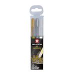 Sakura Set de 3 crayons gel Gelly Roll Metallic or/argent/blanc