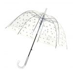 No Name SMATI Parapluie Long - Transparent – Forme Cloche - 8 Baleines en Fibre de Verre - Anti-Vent - Extreme Solide - aux Pois argentés