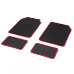 DBS Uno Jeu de 4 Tapis Moquette Aiguilletée 450 gr/m2 Noir et Rouge - Jeu de 4 tapis - Moquette aiguilletée 450 gr/m2 - Taille standard - Dos precoat