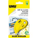 UHU Dry & Clean Non Permanent - Roller de colle repositionnable 8,5 x 6,5 mm