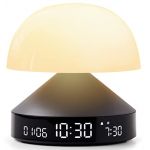 Lexon MINA Sunrise Reveil matin lumineux, simulateur d'aube et crépuscule, 5 sons naturels, lampe de chevet LED veilleuse et luminothérapie - Gris Métallique