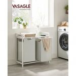 Paniers à linge 2 compartiments effet bois blanc