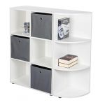 Inter Link - Étagère d'angle - avec 3 Compartiments - Étagère sur Pied - Salon - Bureau - Chambre à Coucher - Dimensions en cm P : 33 x L : 34,40 x H : 110 - Nuoro ER3 - Blanc