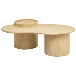 Made In Meubles - Table basse en vague en bois de manguier Silas