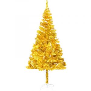 VidaXL Sapin de Noël artificiel avec support Doré 210 cm PET