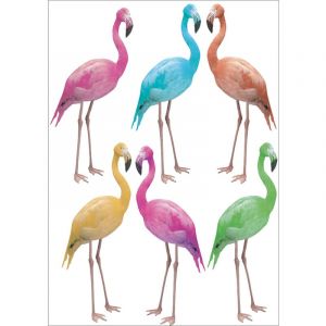 Plage Sticker d&eacute;coratif autocollant, flamants roses de plusieurs couleurs pour d&eacute;co rigolote, 21 cm X 29,7 cm - Multicouleur