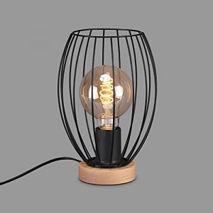 BRILONER Leuchten - Lampe de table, lampe de table, lampe de chevet, lampe de bureau, 1x E27, incl. interrupteur de câble, noir, 175x256mm (DxH)