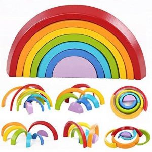King Do Way Arc En Ciel En Bois Jouet &Eacute;ducatif Jouet Bloc De Construction Pour Enfants Gar&ccedil;ons Filles, 7 Pi&egrave;ces (Multico.