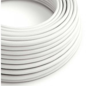 Creative cables Fil &Eacute;lectrique Rond Gaine De Tissu De Couleur Effet Soie Tissu Uni Blanc RM01-5 M&egrave;tres, 3x0.75