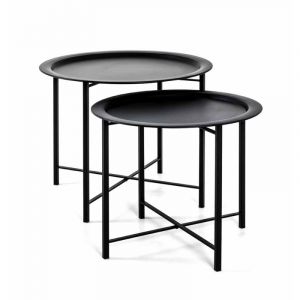 Haku Möbel Lot de 2 Tables d'Appoint Design "Gabin" 62cm Noir