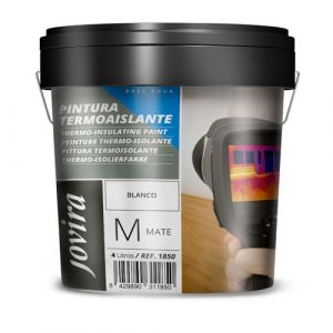 JOVIRA PINTURAS Peinture thermo-isolante pour surfaces en b&eacute;ton, mortiers en ciment, brique, pl&acirc;tre. Am&eacute;liore l'isolation thermique (chaleur froide) et acoustique. (4 Litres, Blanc)