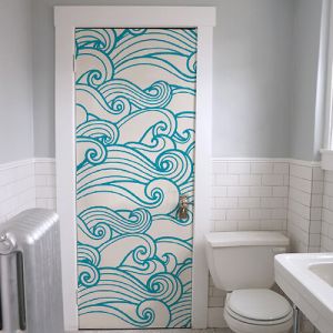 Plage Sticker Mural Bleu Vagues, Déco Intérieure 204x83cm pour Portes, Décoration Murale, Autocollant Porte - Multicouleur