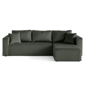 Topaze - canapé d'angle déhoussable réversible 4 places en velours - Vert