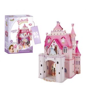 Puzzle 3D Chateau Princesse, Princess Birthday Party, Puzzle 3D Enfant 5 Ans, Puzzles 3D avec 524 Autocollants, 95 Pièces, Rose