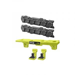 Ryobi Pack Système LINK 2 rails muraux - Étagère pour batteries 18V - 2 supports pour outils électroportatifs