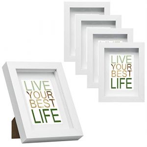 EUGAD lot de 5 Cadres Photo Style 3D MDF et Verre 30x40cm Blanc